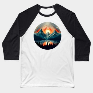 Geometric mountains, beautiful sunset Baseball T-Shirt